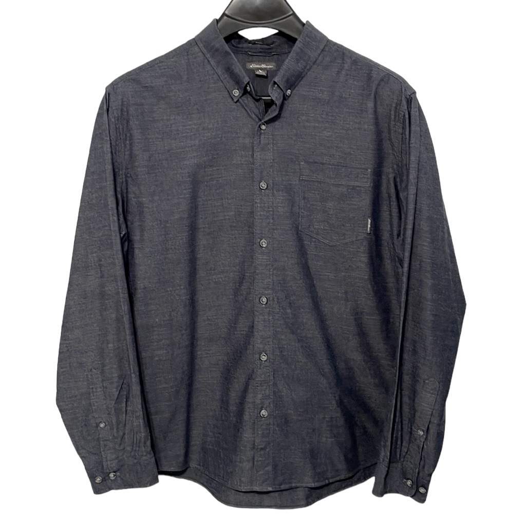 Eddie Bauer Men's Size 2xl Blue Chambray Cotton Long Sleeve Shirt. Euc